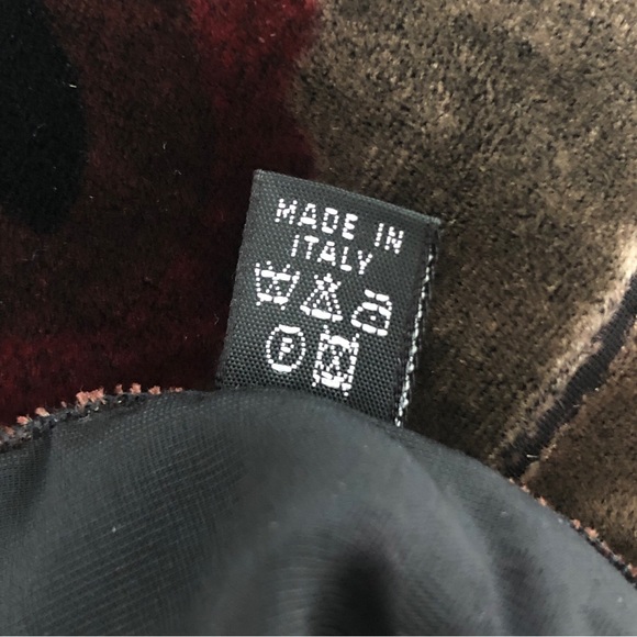 Italian Silk Velvet Burnout Scarf Floral Paisley Heart Black Red Green - Picture 11 of 12